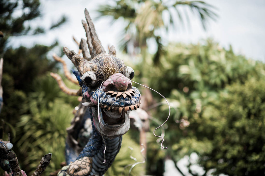 Drache in einem Garten